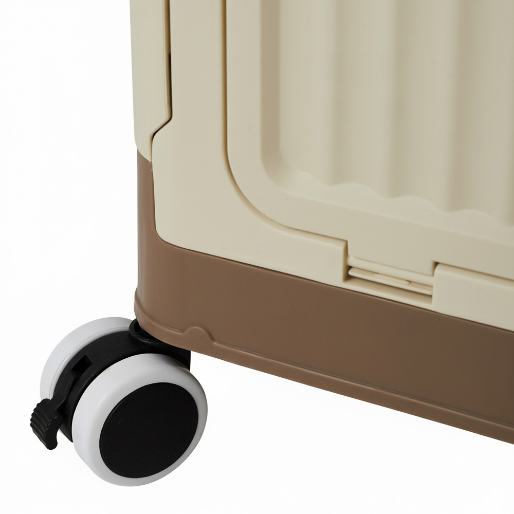Living and Home 3 Way Access Cream and Brown Plastic Storage Box with Wheels 54 x 36cm Image 5