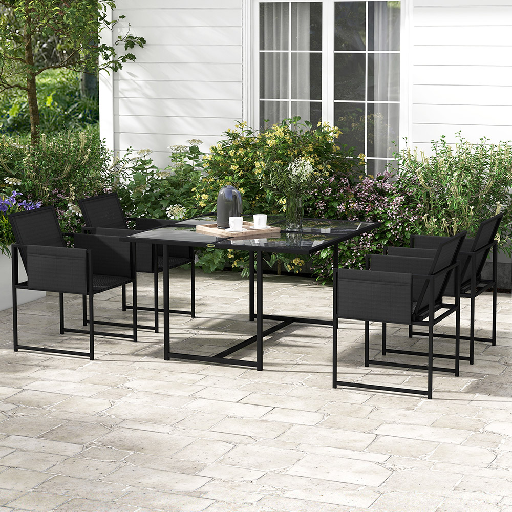 Outsunny 4 Seater Black Garden Dining Set Image 1