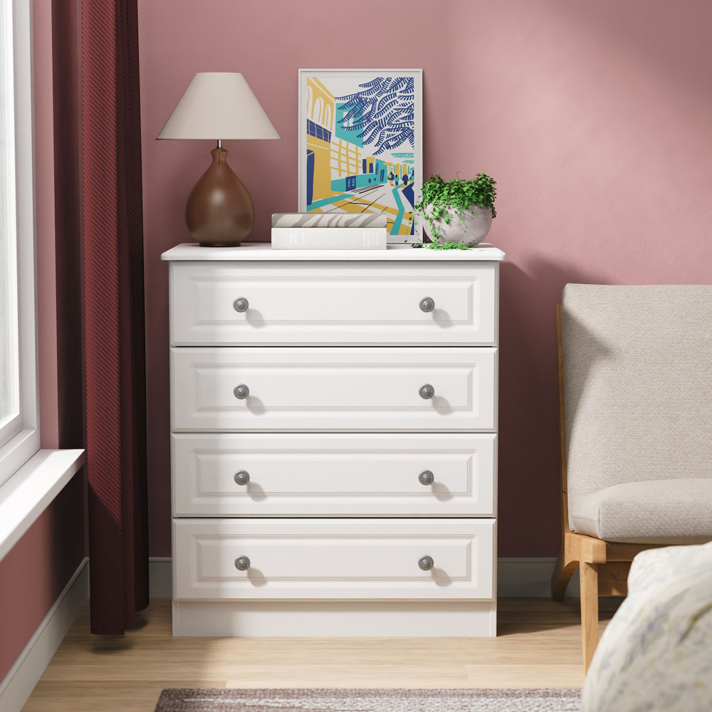 Crowndale Pembroke 4 Drawer Matt White Chest of Drawers Ready Assembled Image 7