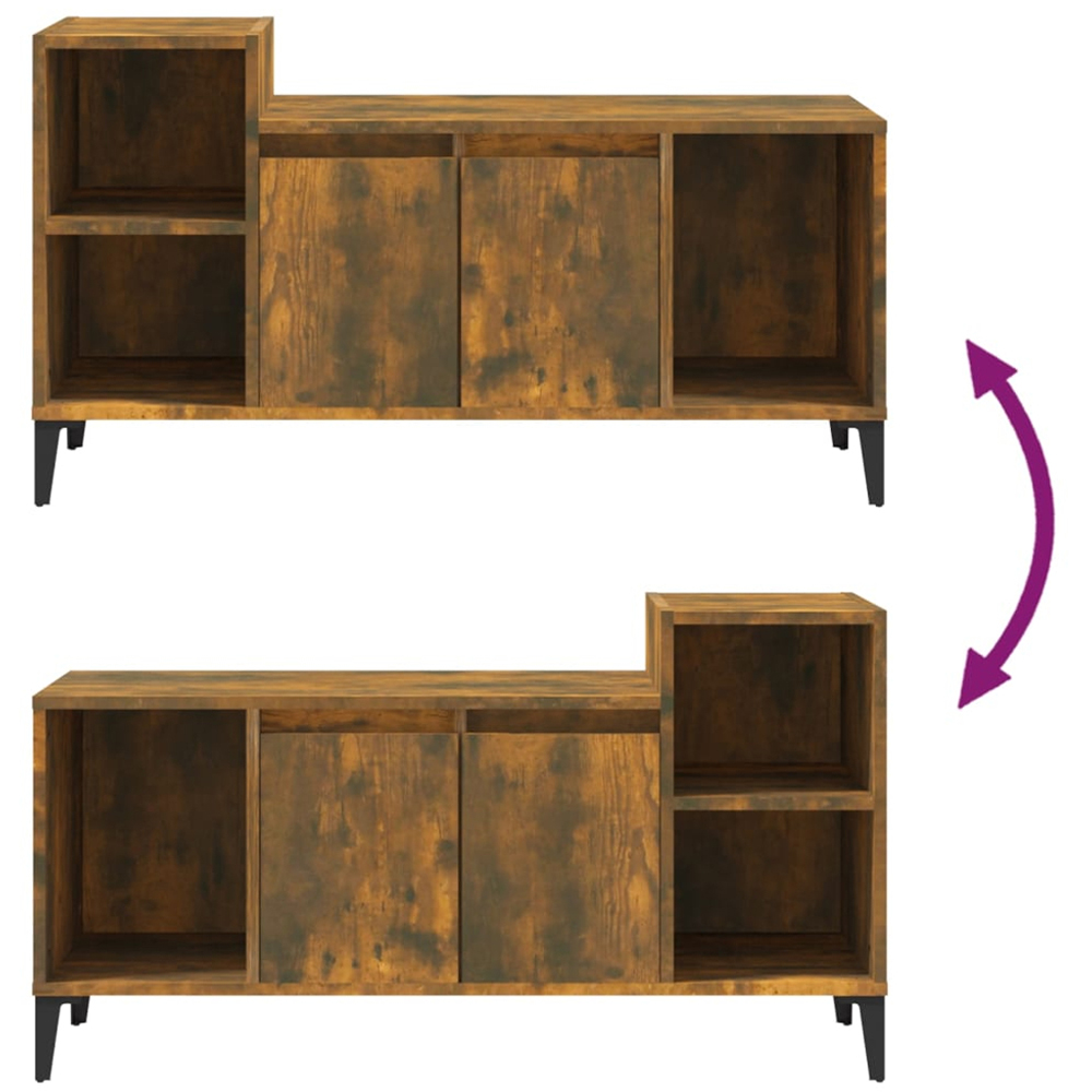 vidaXL 2 Door 3 Shelf Smoked Oak TV Cabinet Image 8