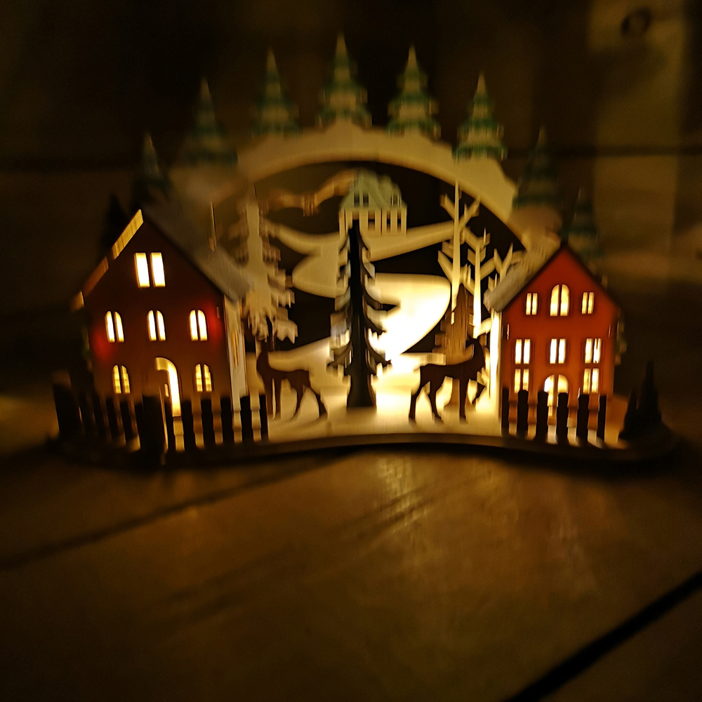 Samuel Alexander Warm White LED Light Up Wooden Village Scene with Reindeer Image 2