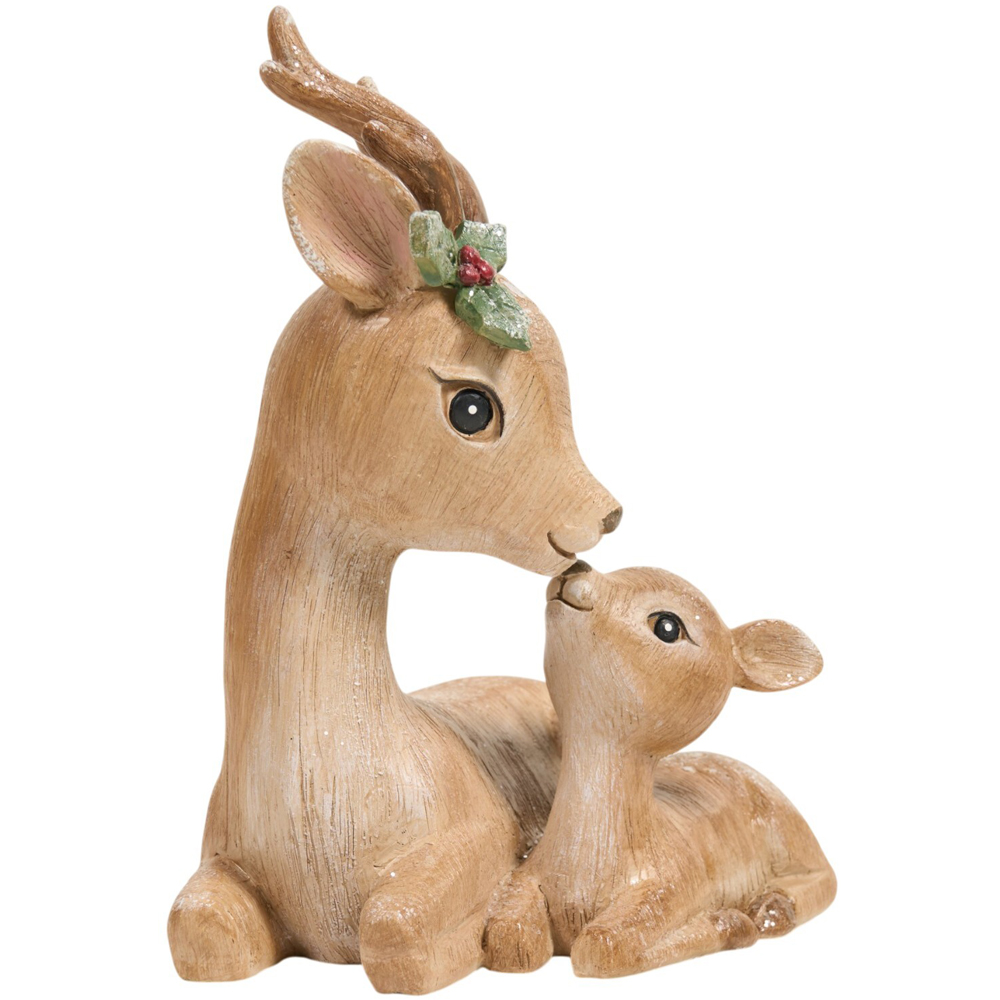 Mother and Baby Reindeer Ornament Brown Image 3