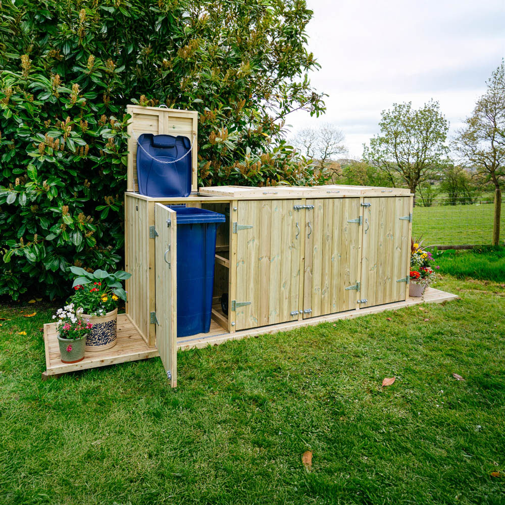 The Garden Village Shireburn 4 Recycle Box 2 Wheelie Bin Shed Image 6