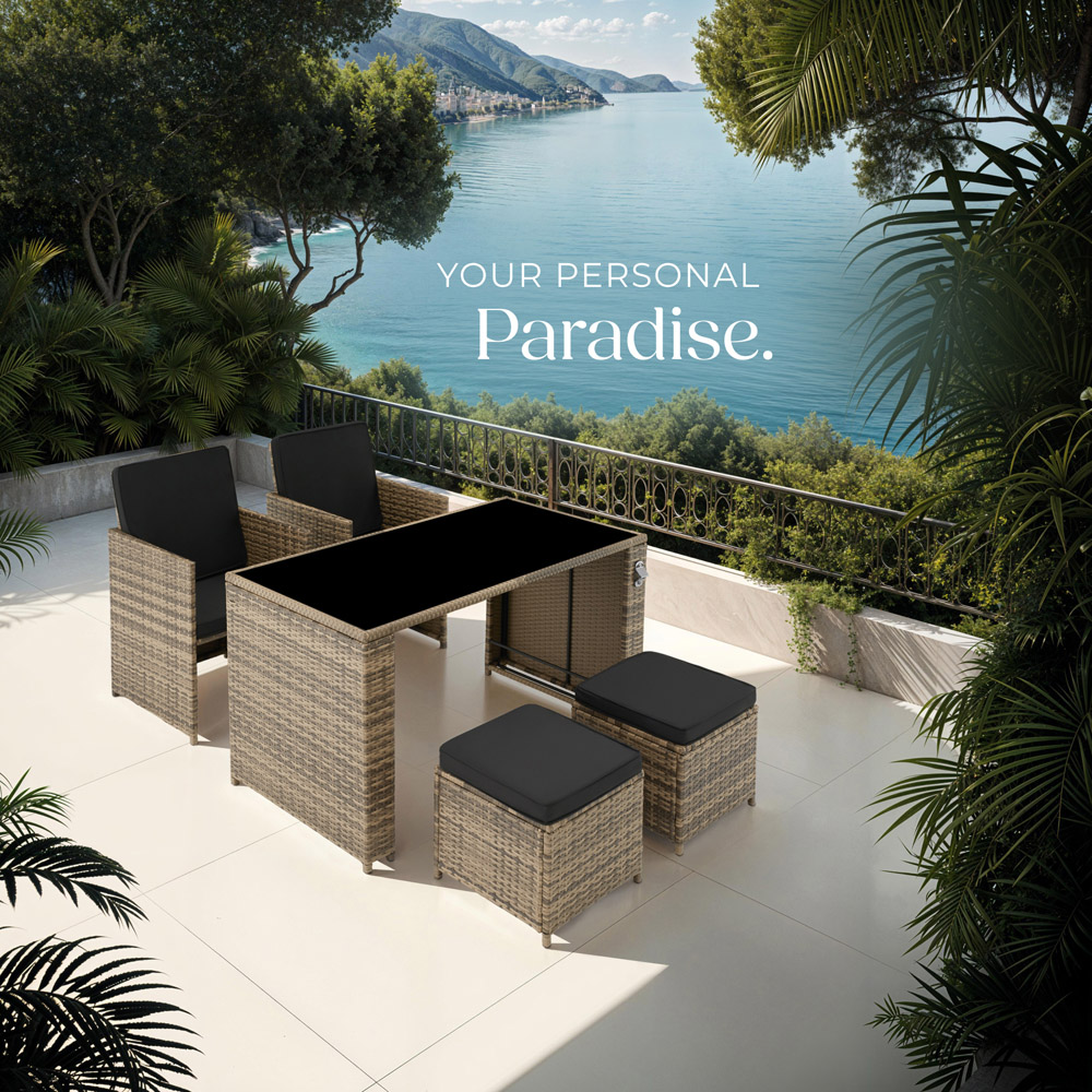 tectake Palermo 4 Seater Nature Garden Table Set Image 3