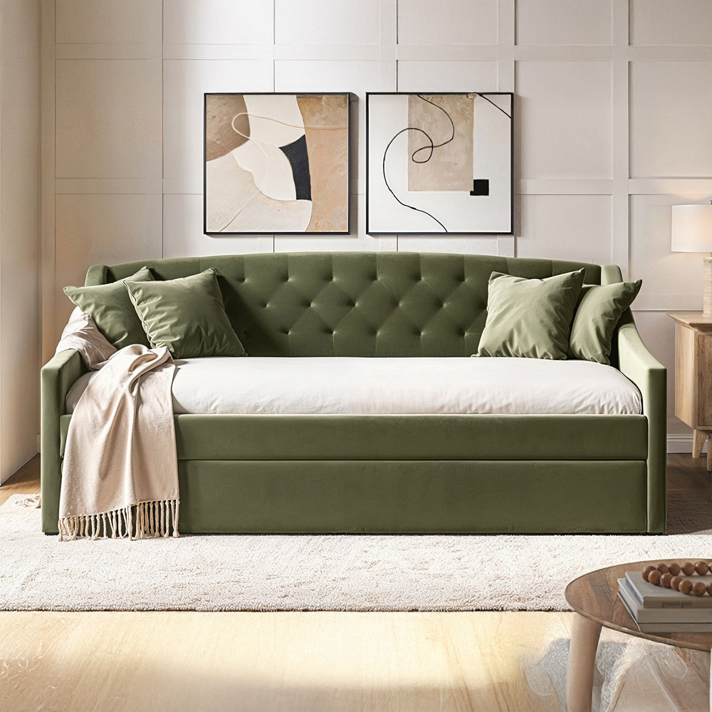 Flair Aurora Single Khaki Green Boucle Daybed Image 4