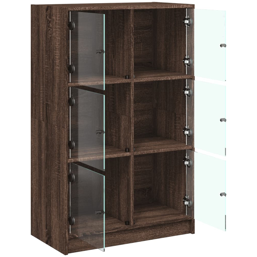 vidaXL 2 Glass Door 6 Shelf Brown Oak Highboard Image 3