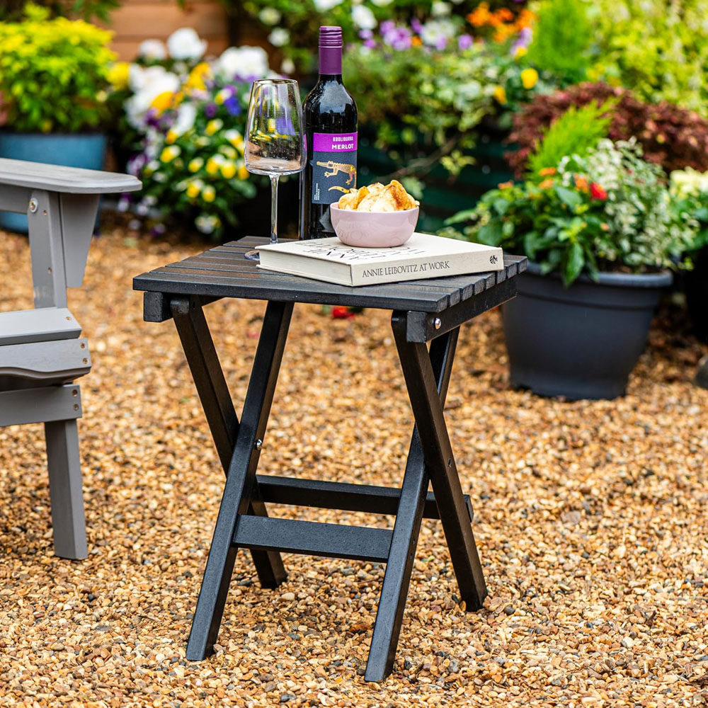 Thompson & Morgan Grey HDPE Foldable Side Table 39 x 39 x 46.5cm Image 8