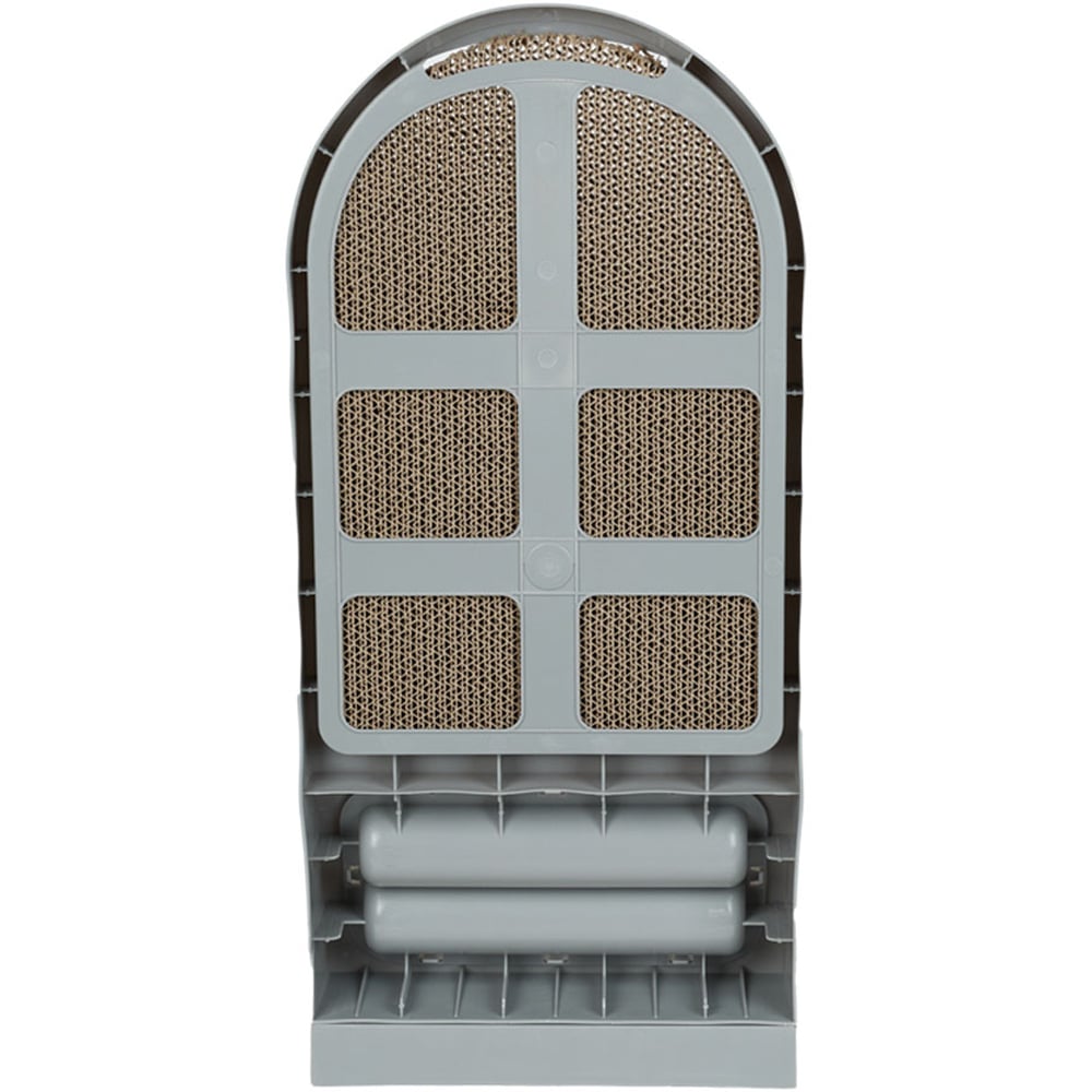 H&O Direct L Shaped Corrugated Cardboard Cat Scratching Board with Balls Image 4