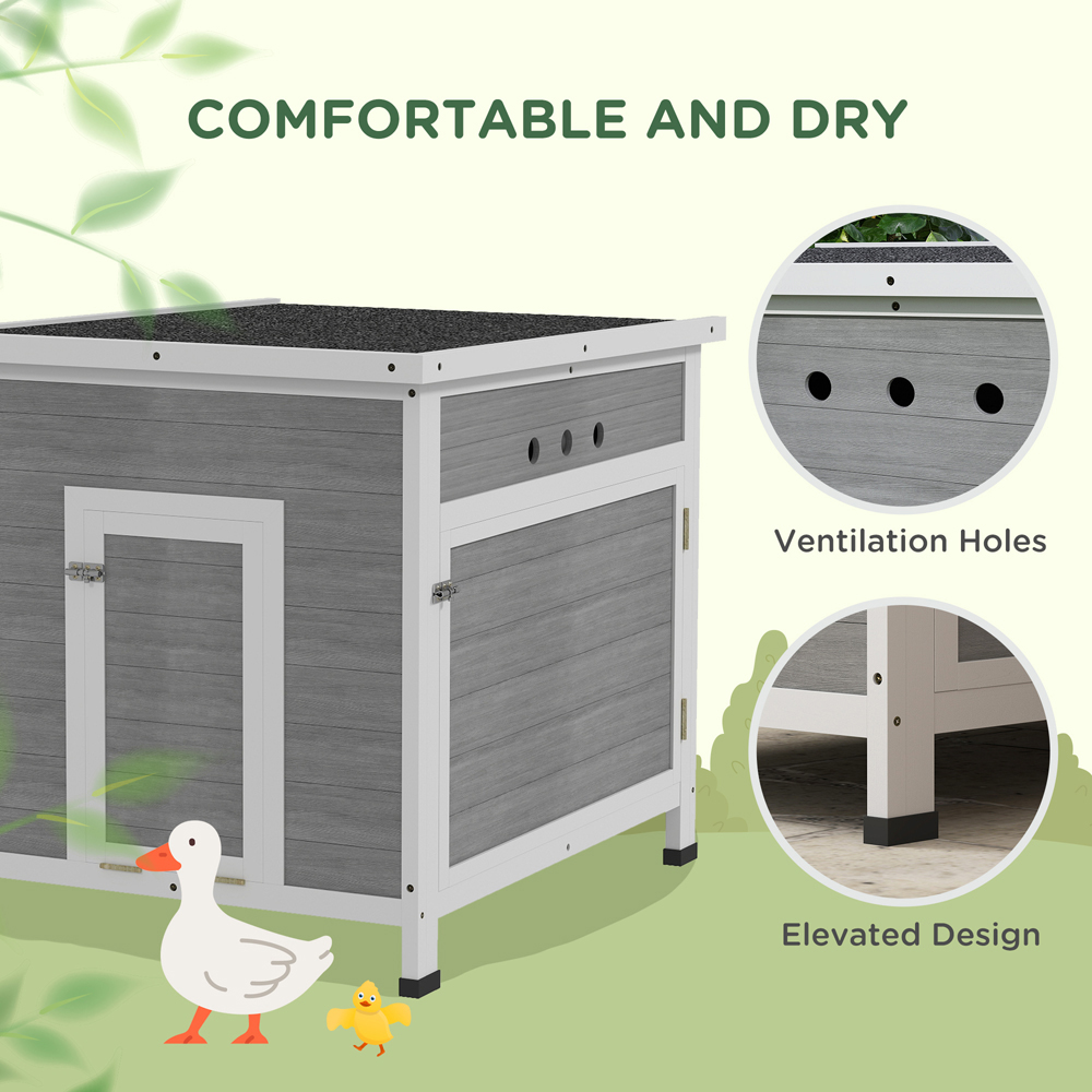 PawHut 76 x 63cm Grey Wooden Duck House Image 5