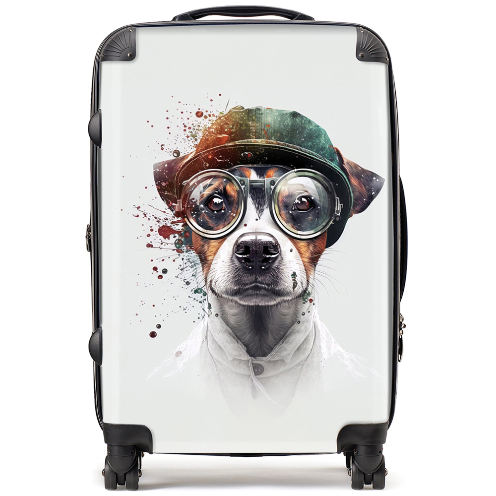 Warren Reed Designer Medium Splashart Jack Russell Terrier Dog with Glasses Suitcase Image 1