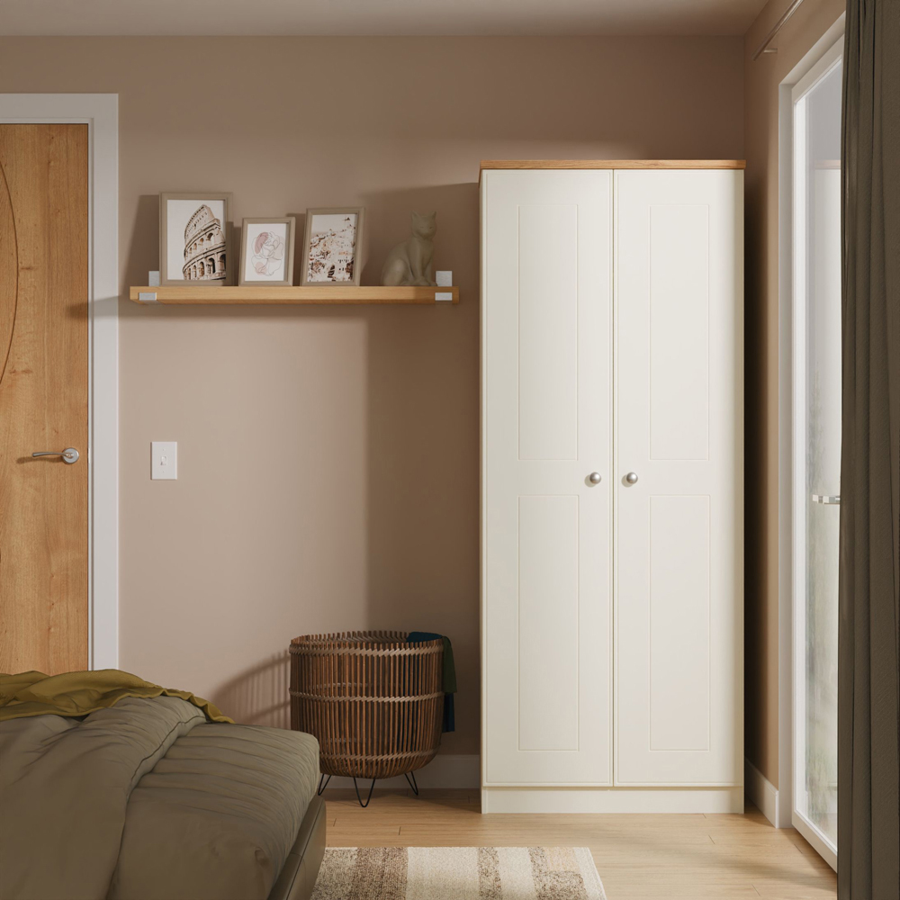 Crowndale Victoria 2 Door Cream Ash and Oak Wardrobe Image 7