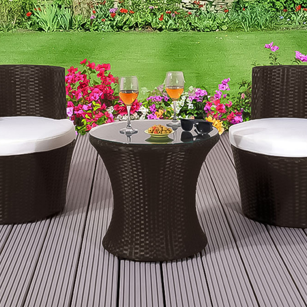 Brooklyn 2 Seater Stackable Rattan Bistro Set Brown Image 2