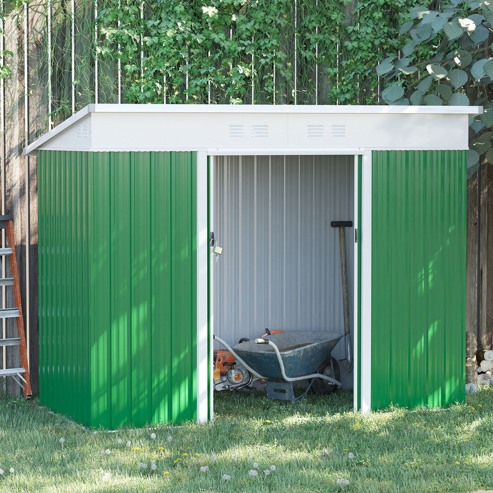Outsunny 7.6 x 4.3ft Green Garden Metal Shed Image 2