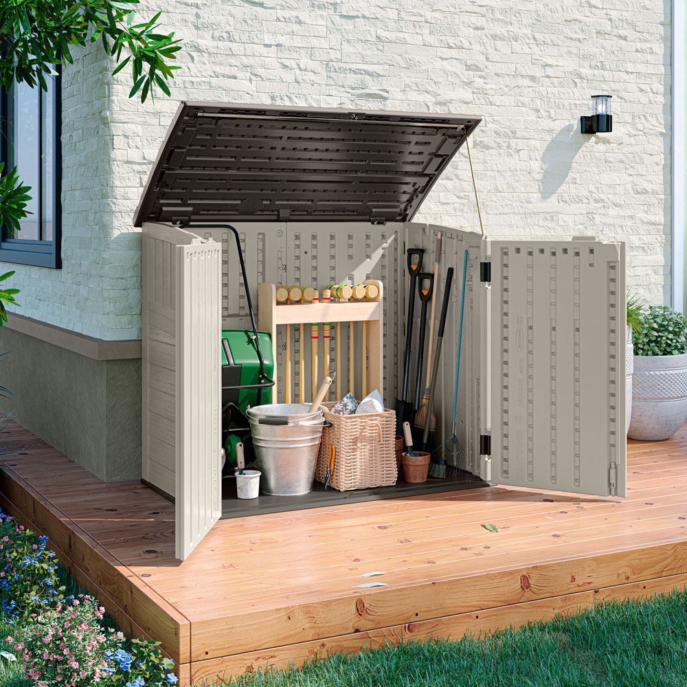 Suncast 3.6 x 2.3ft Vanilla Stow Away Wheelie Bin Shed Image 4