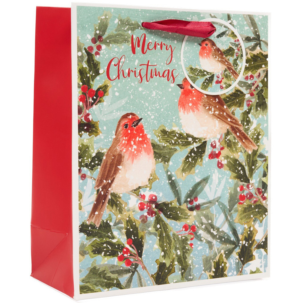 Christmas Robin Gift Bag Medium Image 3