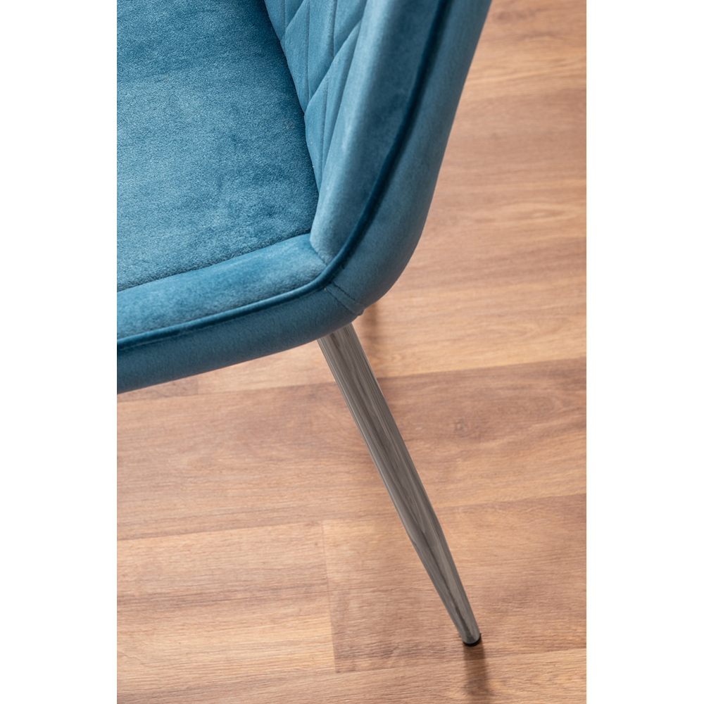 Furniturebox Cesano Set of 2 Blue and Chrome Velvet Dining Chair Image 8