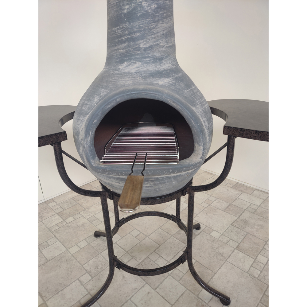 Gardeco BBO-C8C.56 Grill Lava Stones and Cradle Clay Chiminea BBQ Bundle Image 4