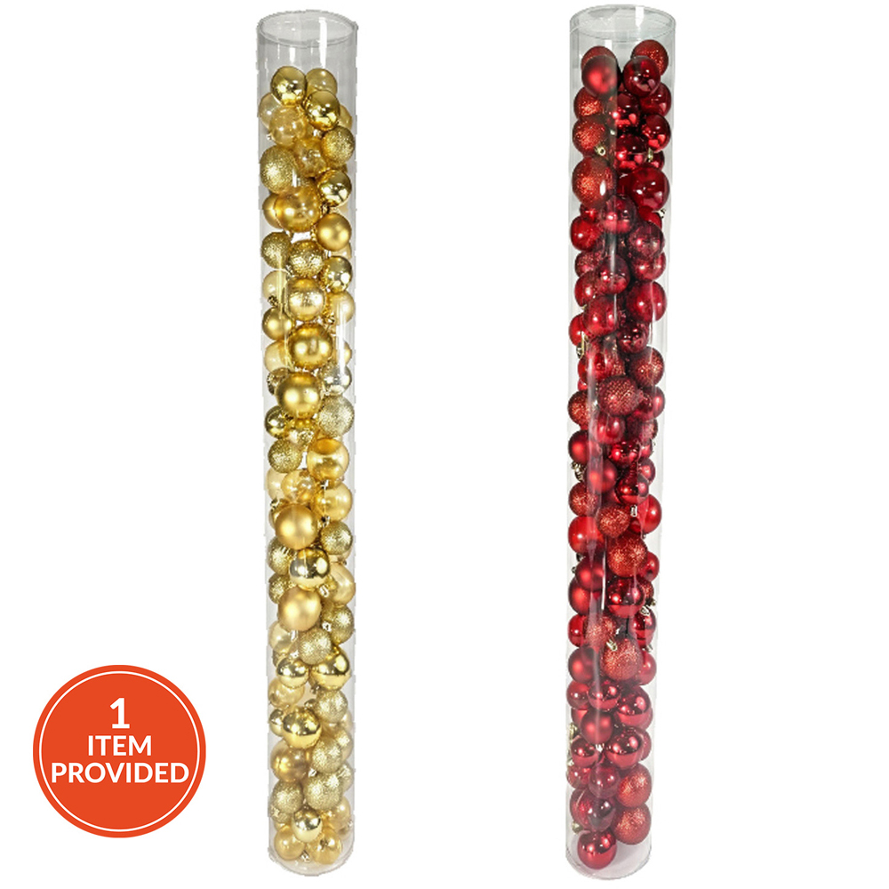 Set of 100 Red or Gold Baubles Tube Image 1
