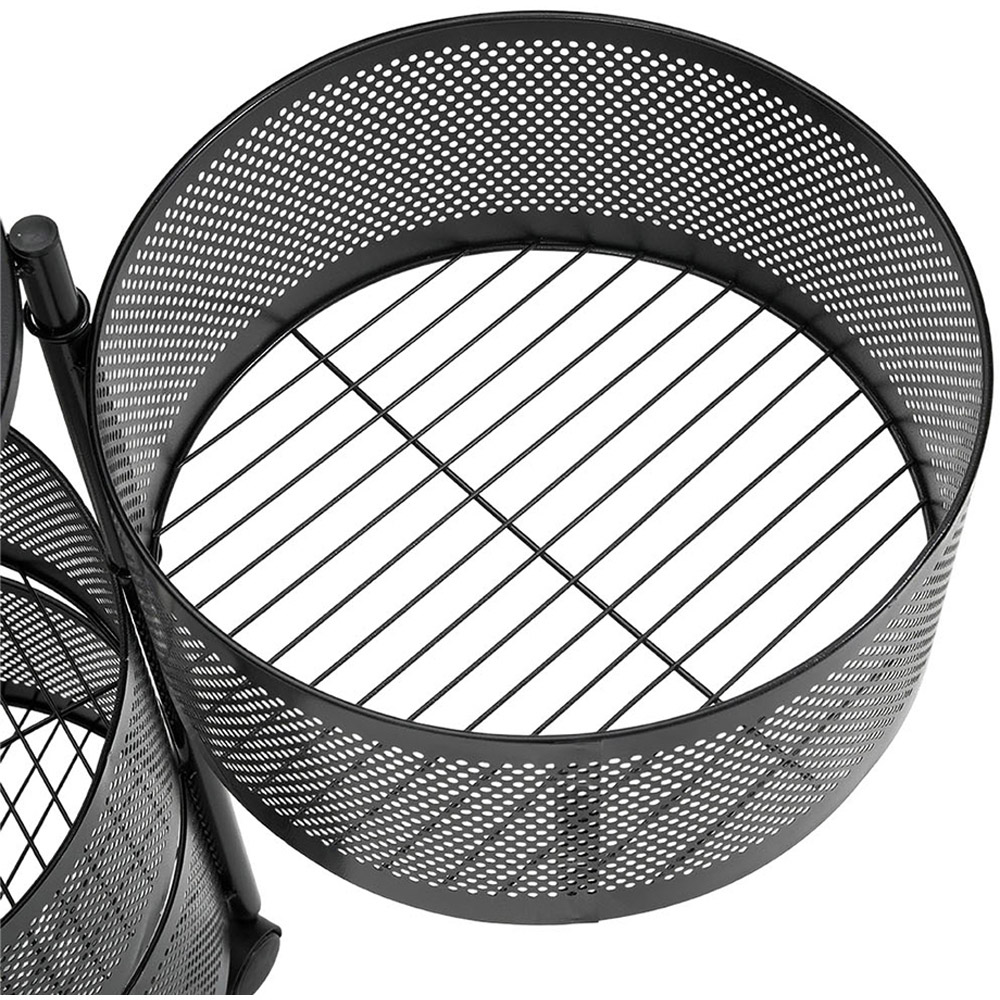 Living and Home 3-Tier Black Kitchen Storage Trolley with Rotating Basket Image 6
