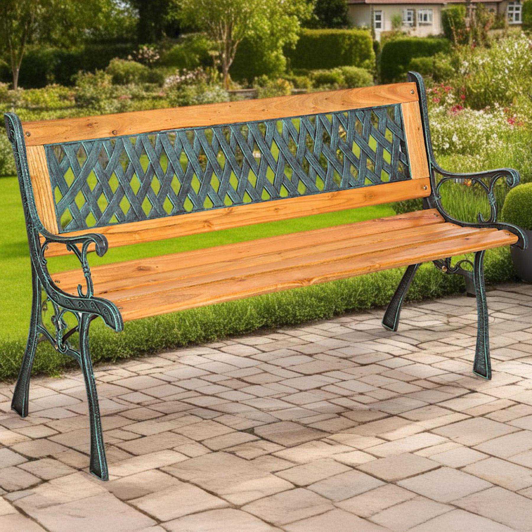 tectake Tamara 2 Seater Brown Garden Bench Image 1