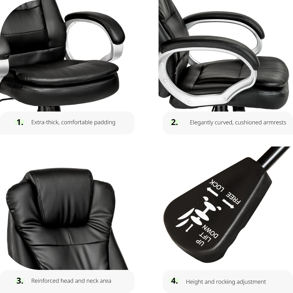tectake Zulu Black Height Adjustable Ergonomic Office Chair Image 3