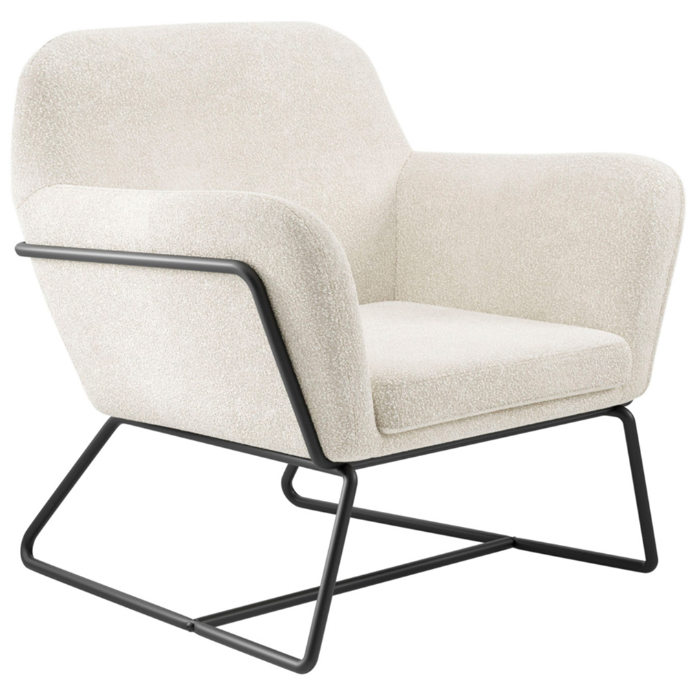 Charles Matte Black and Ivory Boucle Armchair Image 2