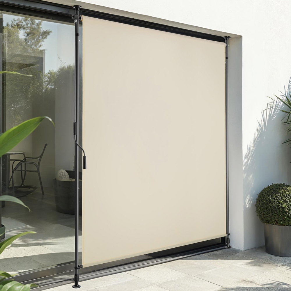 tectake Taija Beige Retractable Awning with Hand Crank 3.1 x 1.28m Image 1