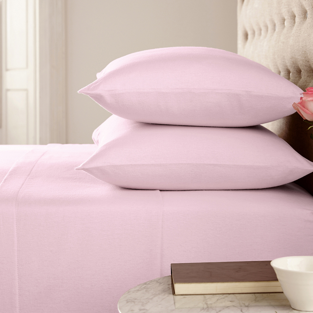 Helena Springfield Single Baby Pink Brushed Cotton Fitted Bed Sheet Image 2