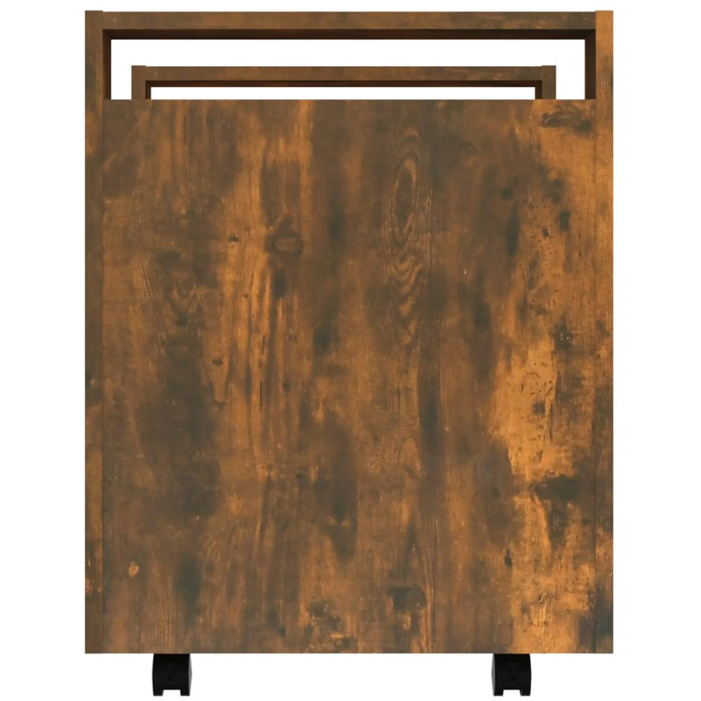 vidaXL Single Door Single Shelf Smoked Oak Wooden Desk Trolley Image 7