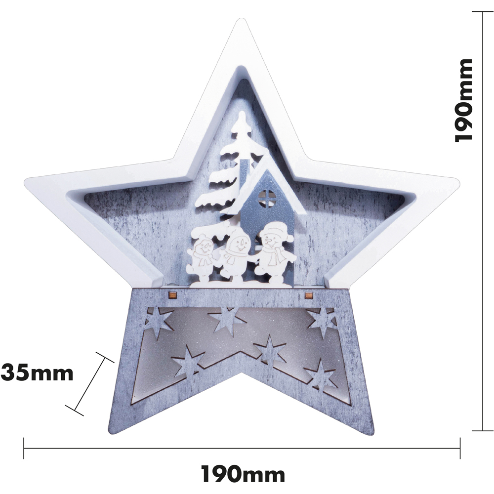 Xmas Haus White and Grey LED Christmas Wooden Star Decoration Image 7