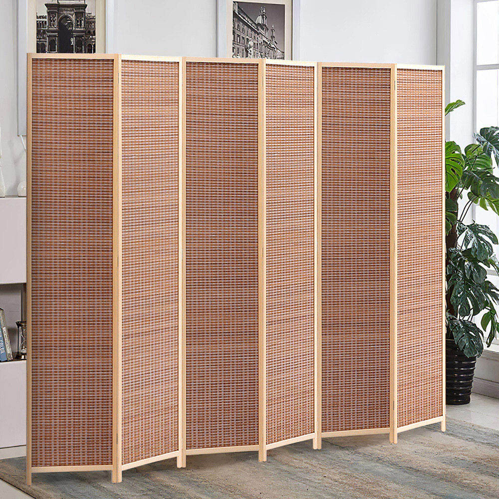 Living and Home 6 Panel Brown Folding Wooden Privacy Screen Image 3