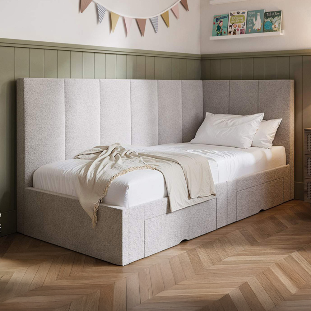 Flair Harley 2 Drawers Beige Boucle Bed Frame Image 1