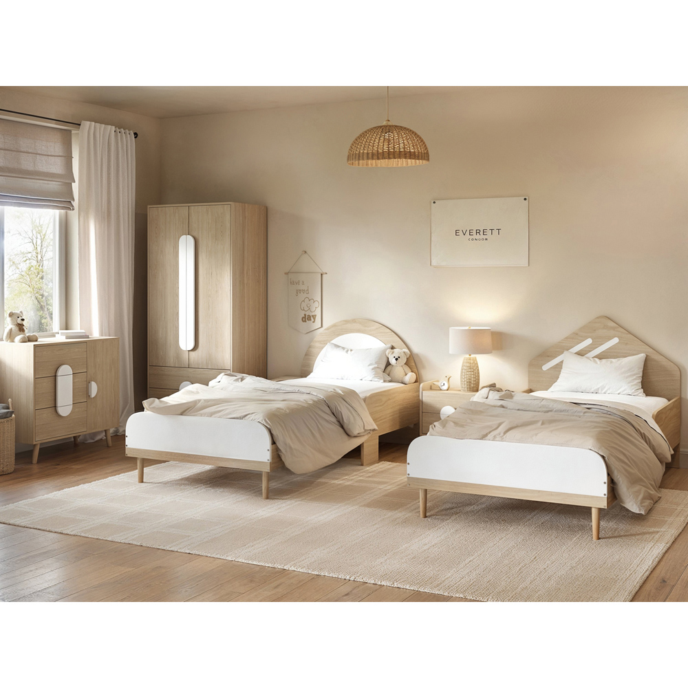Flair Noah Single Door 3 Drawers Oak and White Cabinet Image 6
