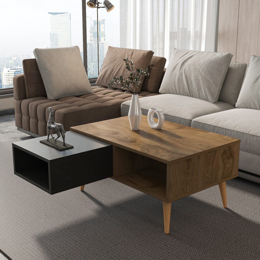 Decorotika Oberon 2 Shelf Oud and Black Coffee Table Image 5