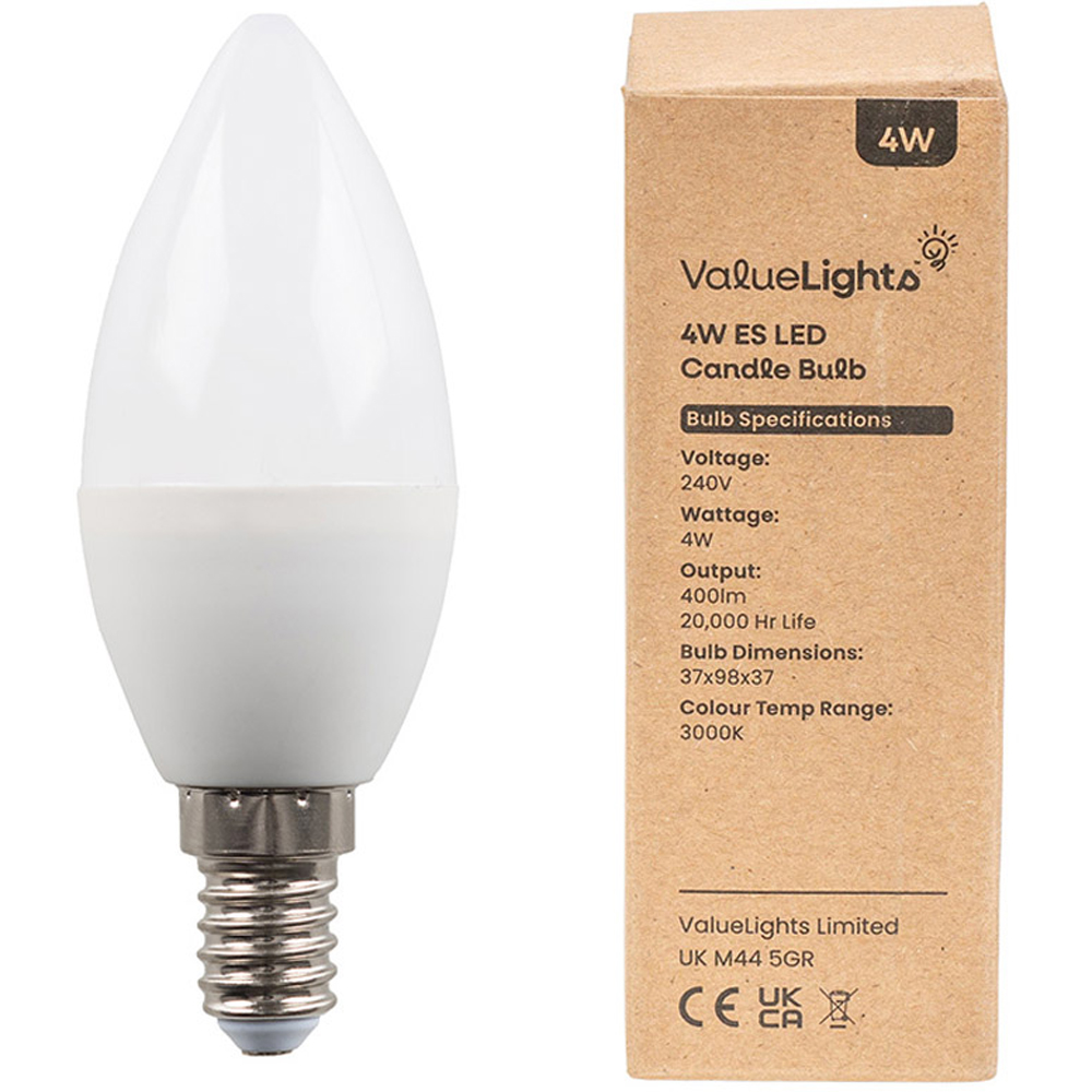 ValueLights 4W 3000K Warm White E14 Candle LED Light Bulb 10 Pack Image 3