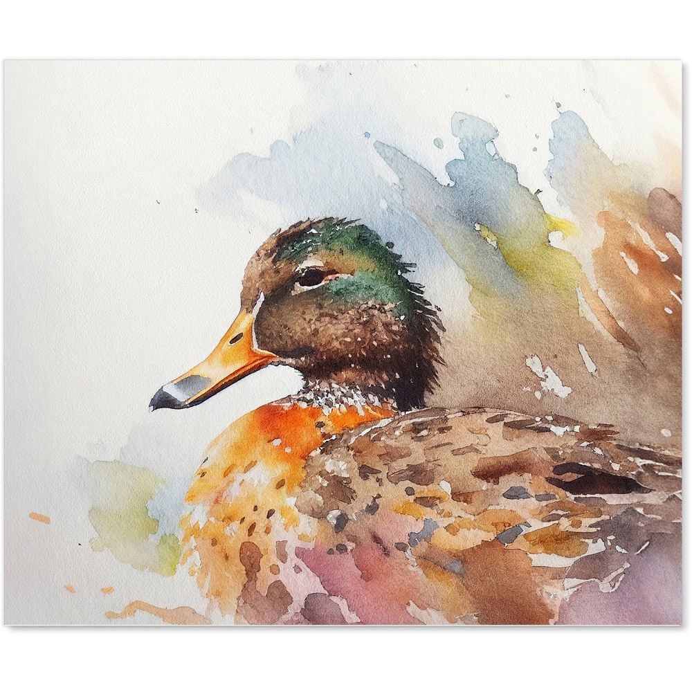 Warren Reed Designer Mallard Watercolour Glass Kitchen Splashback 75 x 90cm Image 2