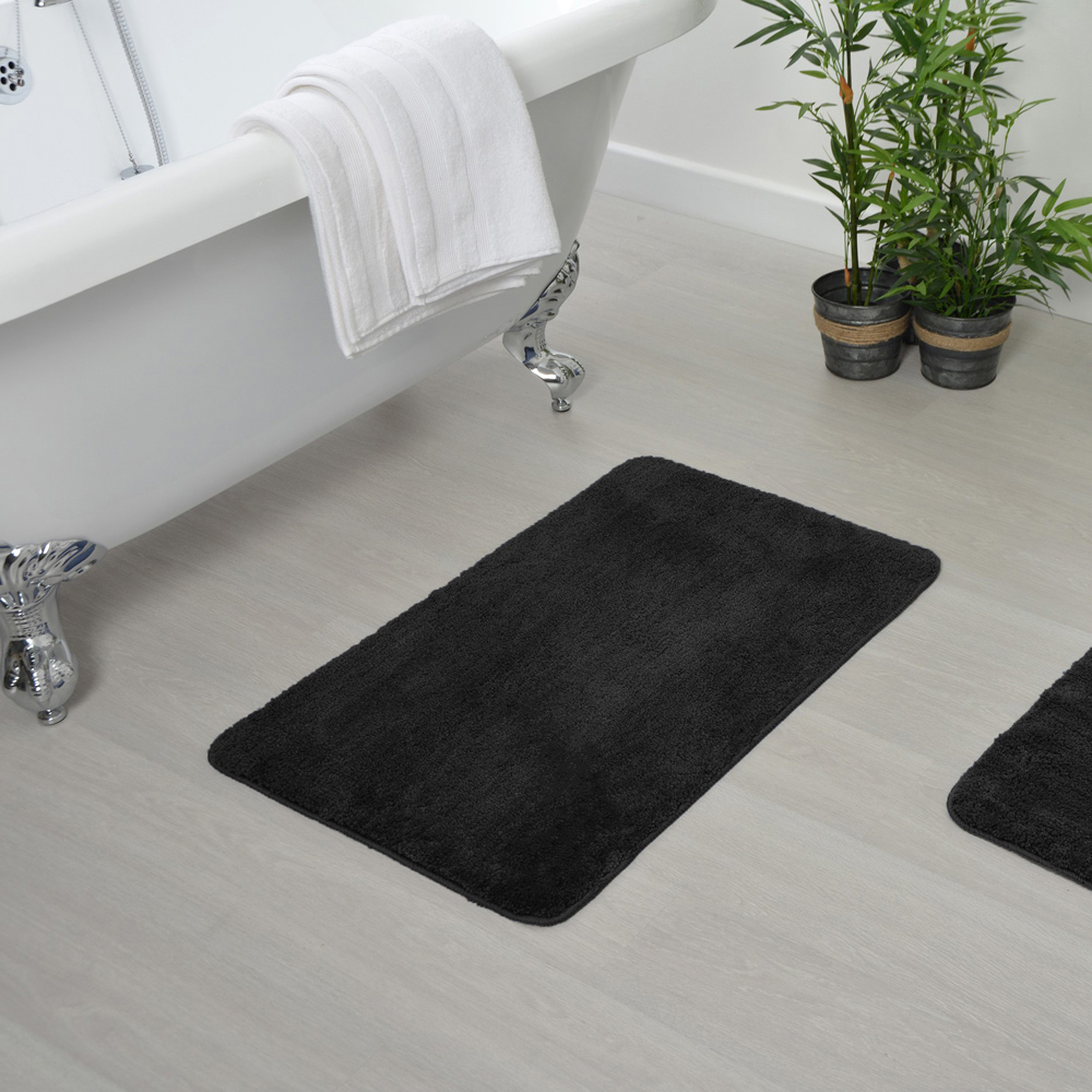Allure Bath Fashions Black Microfibre Luxury Non-Slip Bath Mat 50 x 80cm Image 2