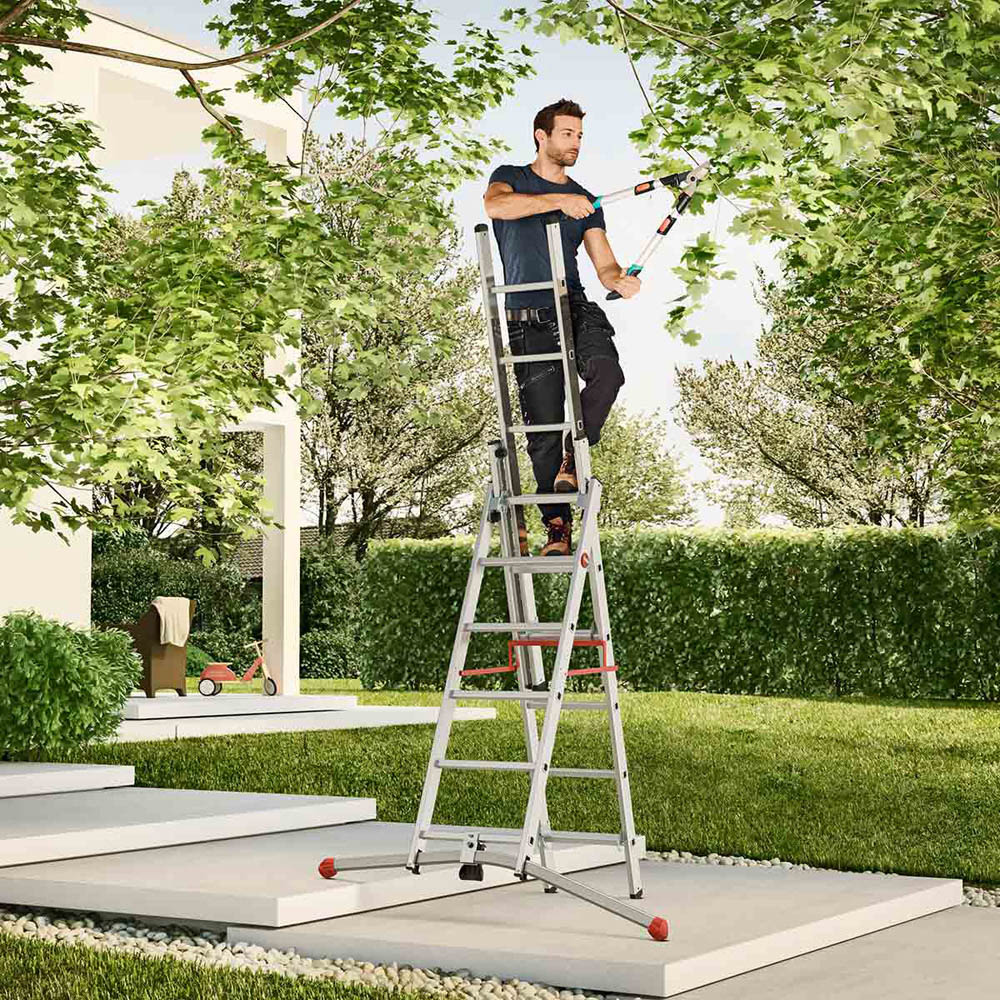 Hailo 9306-507 Profilot S100 Pedal Adjustment 2 x 6 and 1 x 5 Rung Combination Ladder Image 2