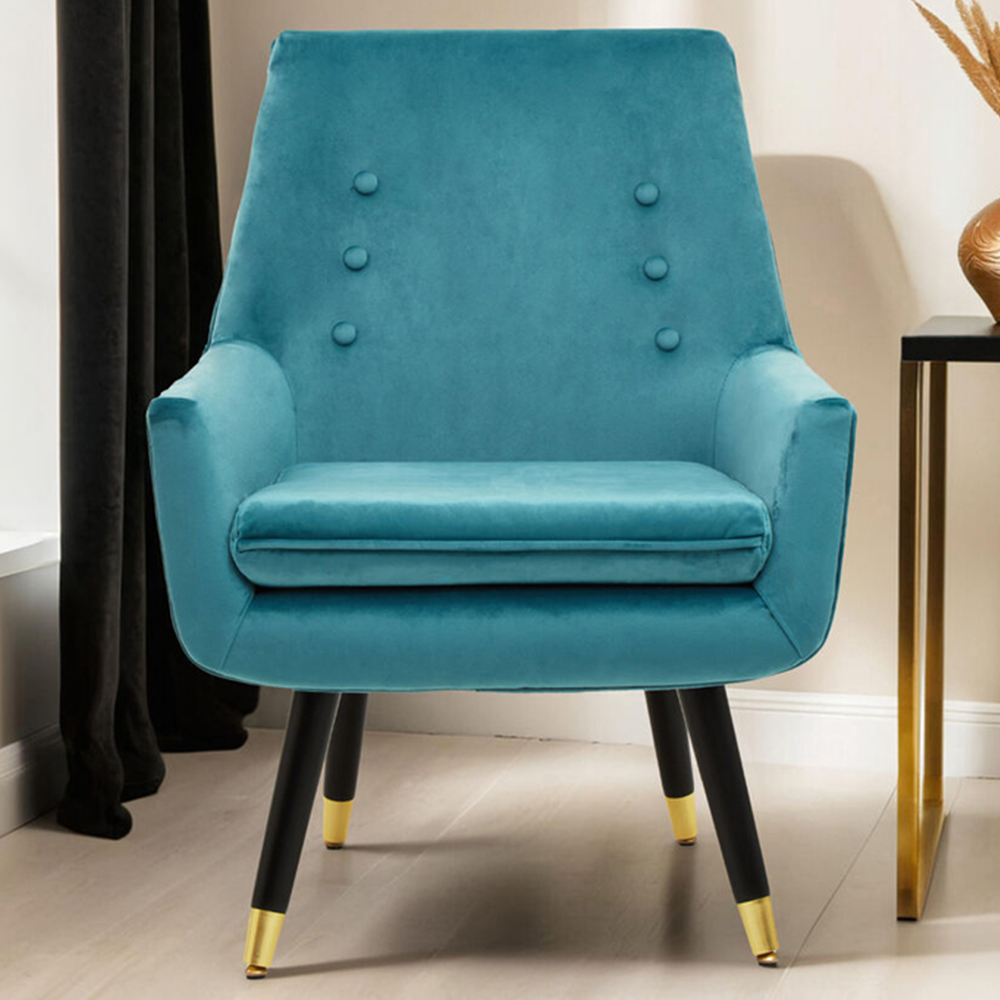 Premier Housewares Sara Green Velvet Armchair Image 1