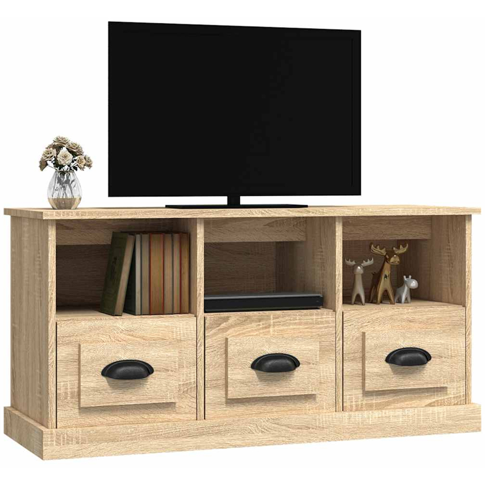 vidaXL 3 Drawer 3 Shelf Sonoma Oak TV Cabinet Image 4