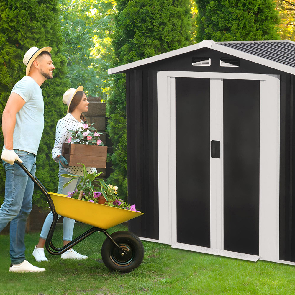 Alivio 6 x 4ft Black Metal Apex Garden Storage Shed Image 3