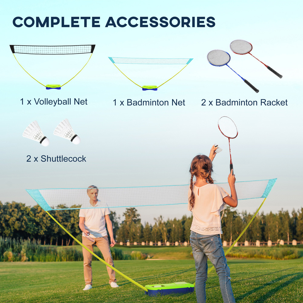 SPORTNOW Portable Badminton Net Set with Rackets and Shuttlecocks Image 6