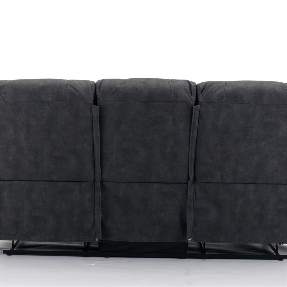 Furniture One 3 Seater Dark Grey Full Fabric Manual Recliner Sofa Image 7