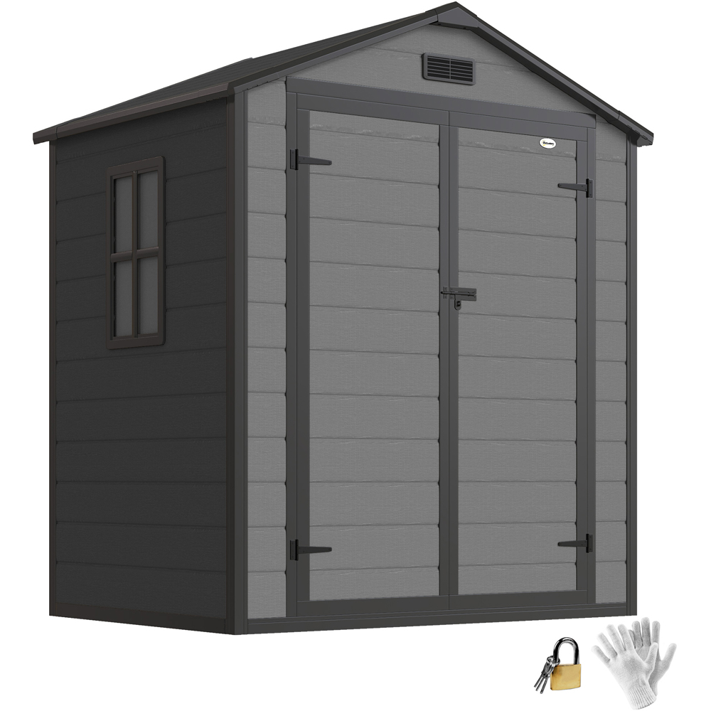 Outsunny 6 x 4.5ft Grey Apex Garden Tool Shed Image 3