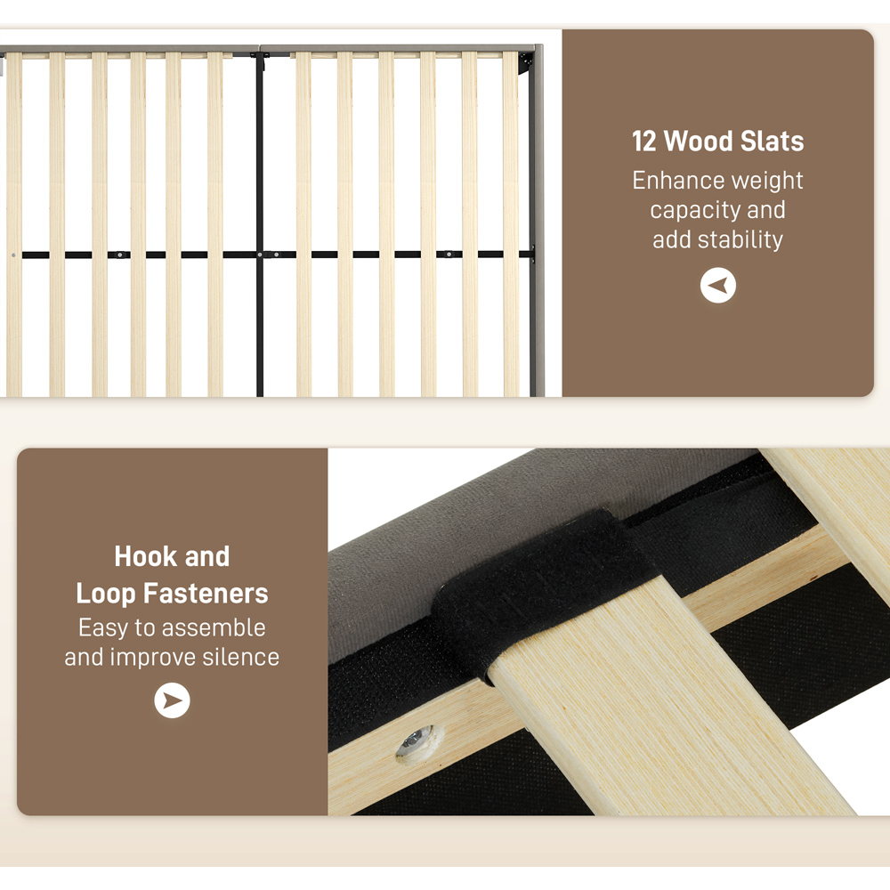 Portland Double Adjustable Headboard Wooden Slats Bed Frame Image 5