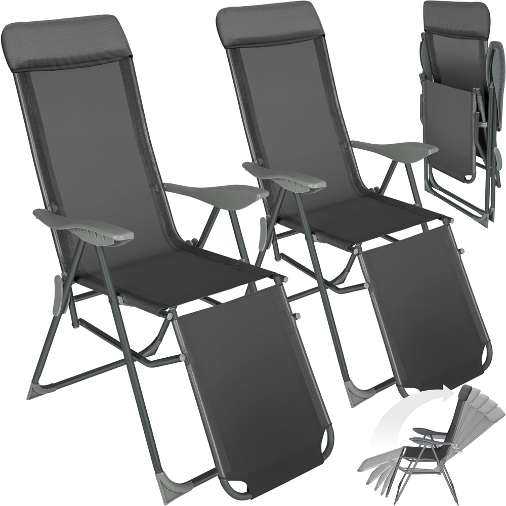 tectake Jana Set of 2 Anthracite Garden Chairs Image 2