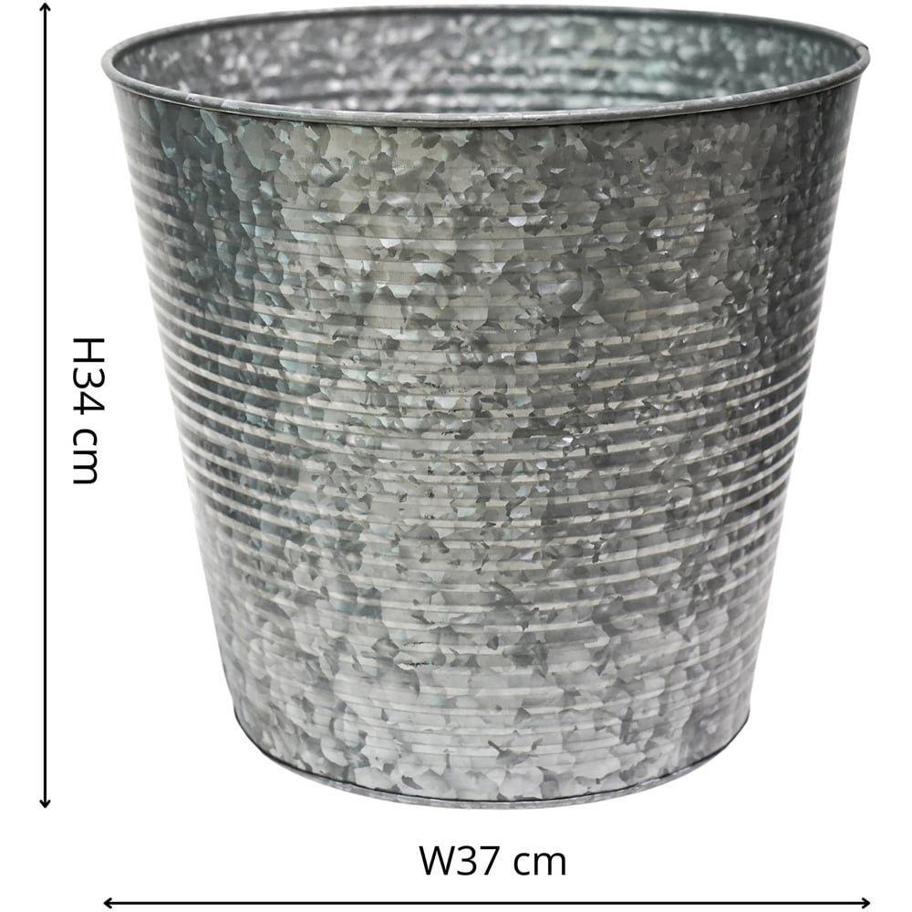 Ivyline Ribbed Galvanised Planter 37cm Image 5