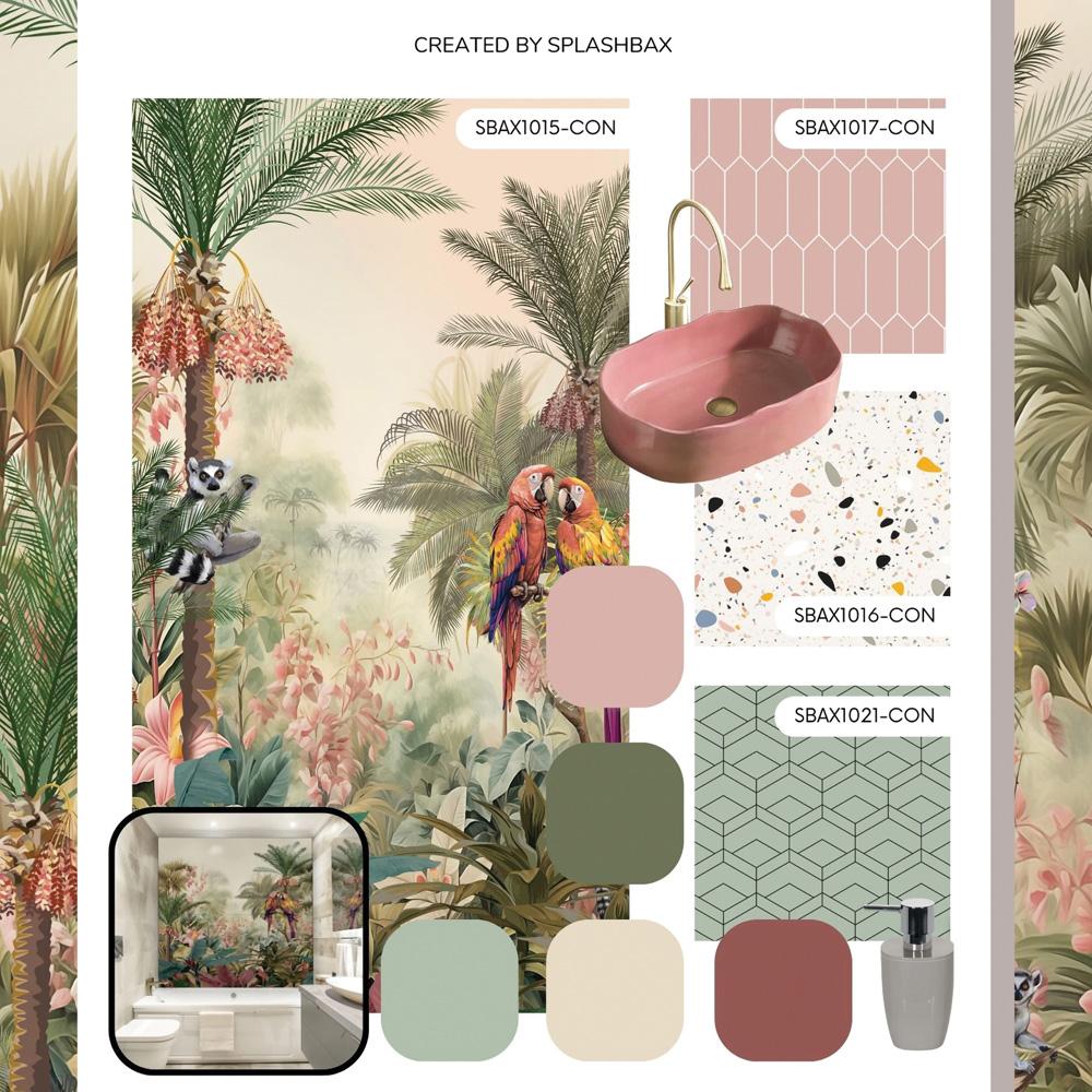 Splashbax Premium Artisan Tropical Oasis Acrylic Bathroom Wall Panel 2400 x 800mm Image 8