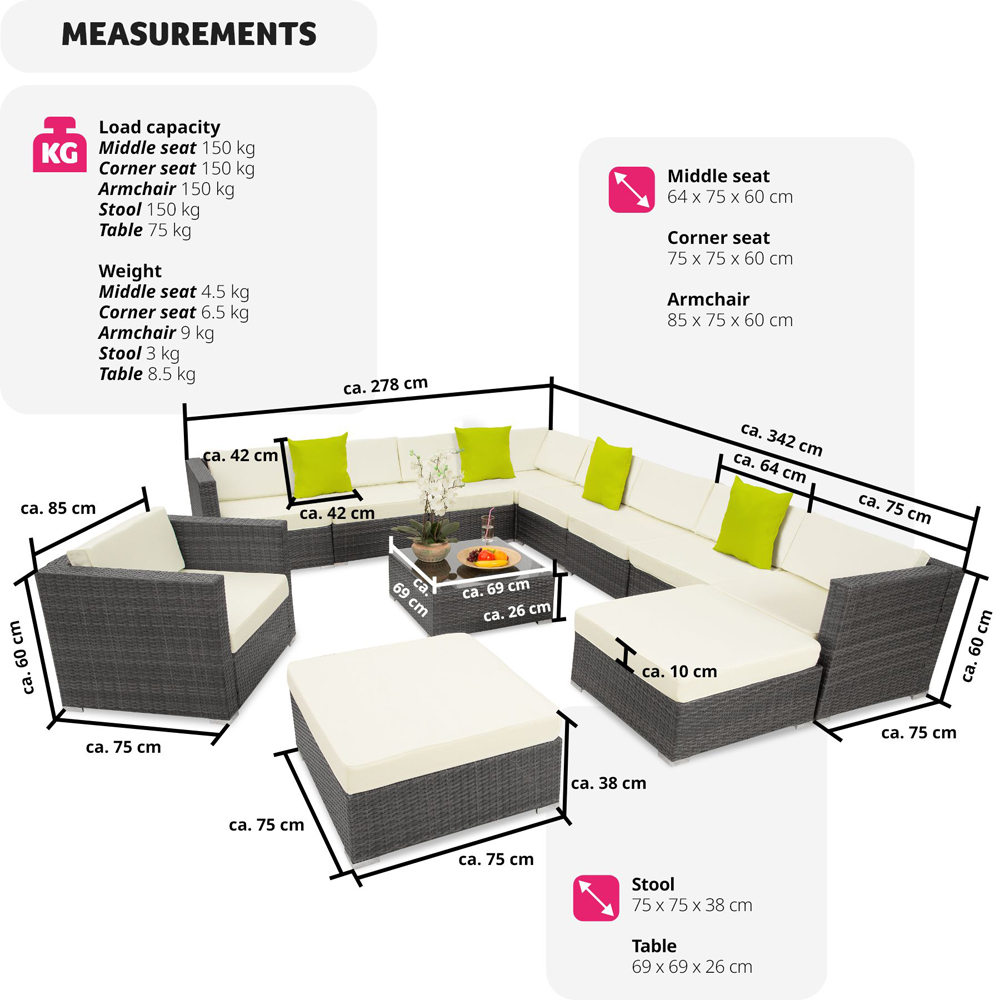 tectake Las Vegas 10 Seater Grey Garden Furniture Set Image 9