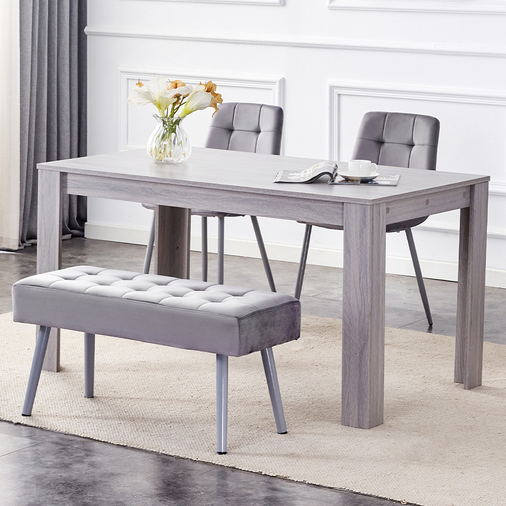 Kosy Koala 4 Seater Dining Set with Bench Grey Velvet Image 1